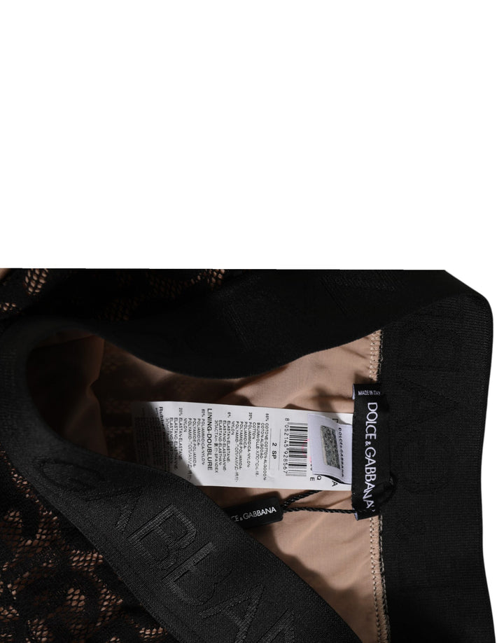 Dolce & Gabbana Black DG Logo Lace High Brief Panty Underwear