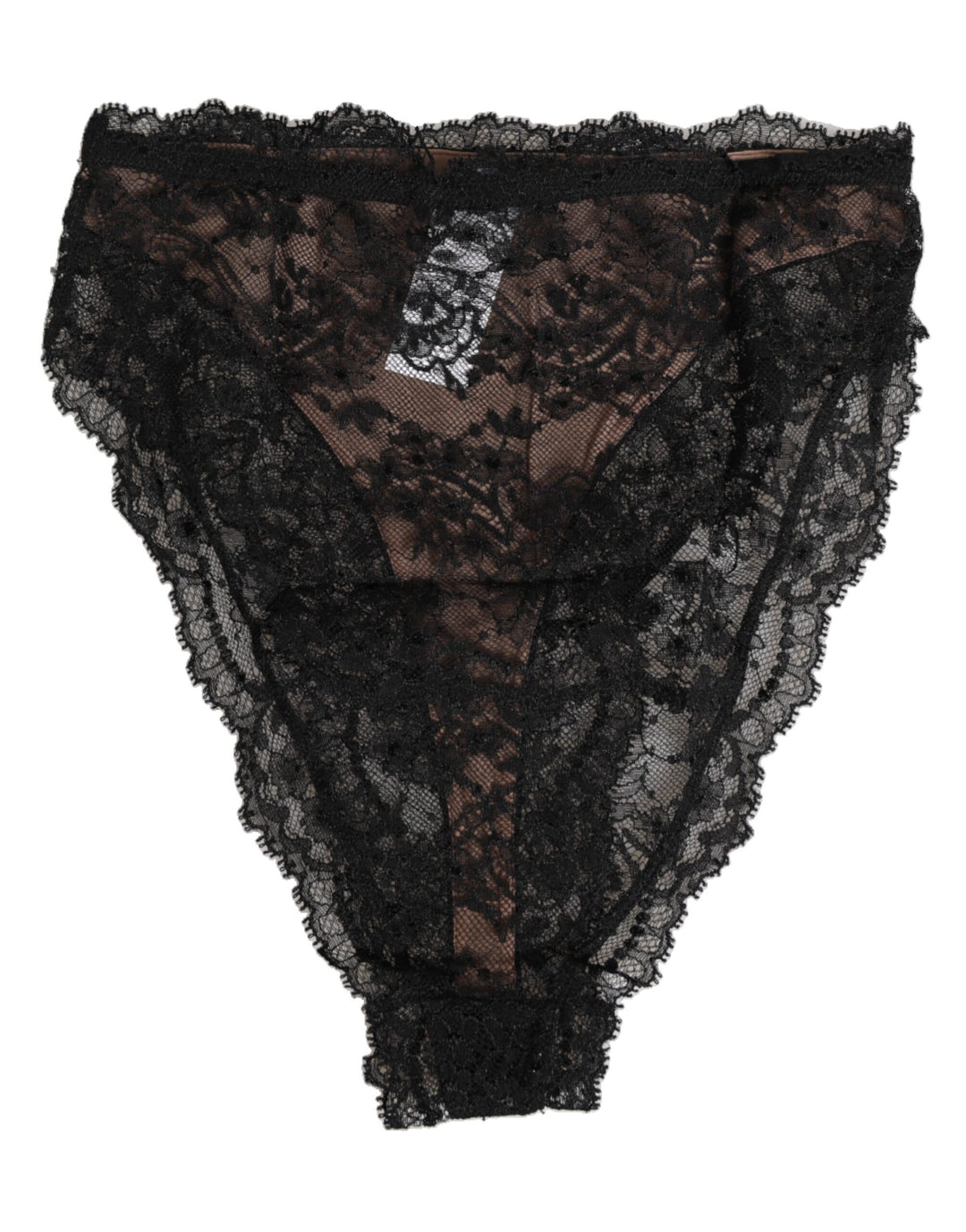 Dolce & Gabbana Black Floral Lace Mesh High Brief Panty  Underwear