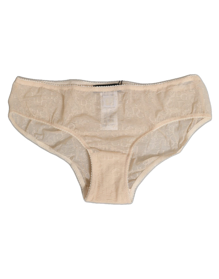 Dolce & Gabbana Beige DG Logo Lace Mid Waist Panty Underwear
