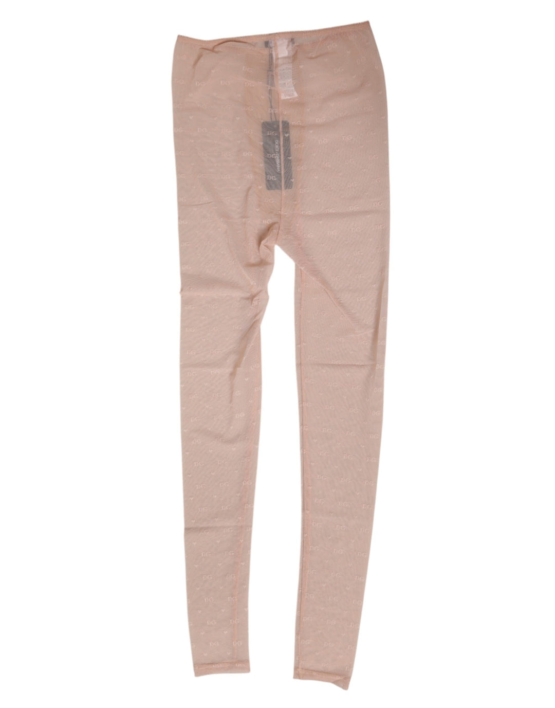 Dolce & Gabbana Beige Nylon Logo Lace Leggings Pants Underwear