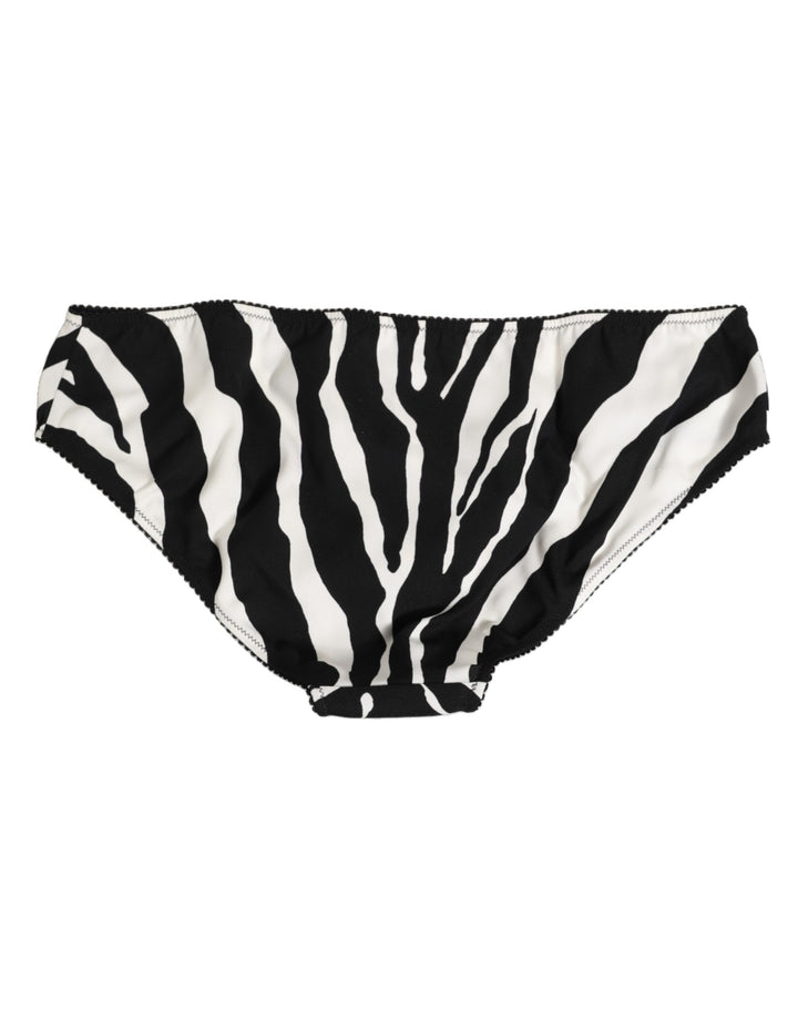 Dolce & Gabbana Black White Zebra Print Slip Briefs Underwear