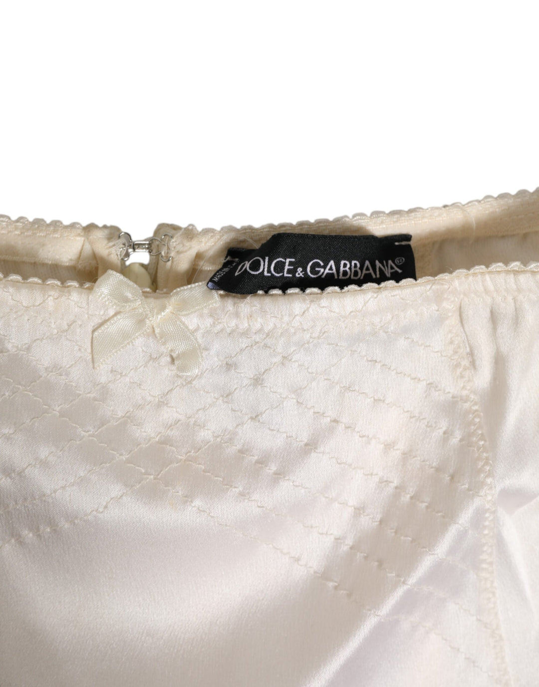 Dolce & Gabbana Off White Silk High Waist Girdle Panty Underwear