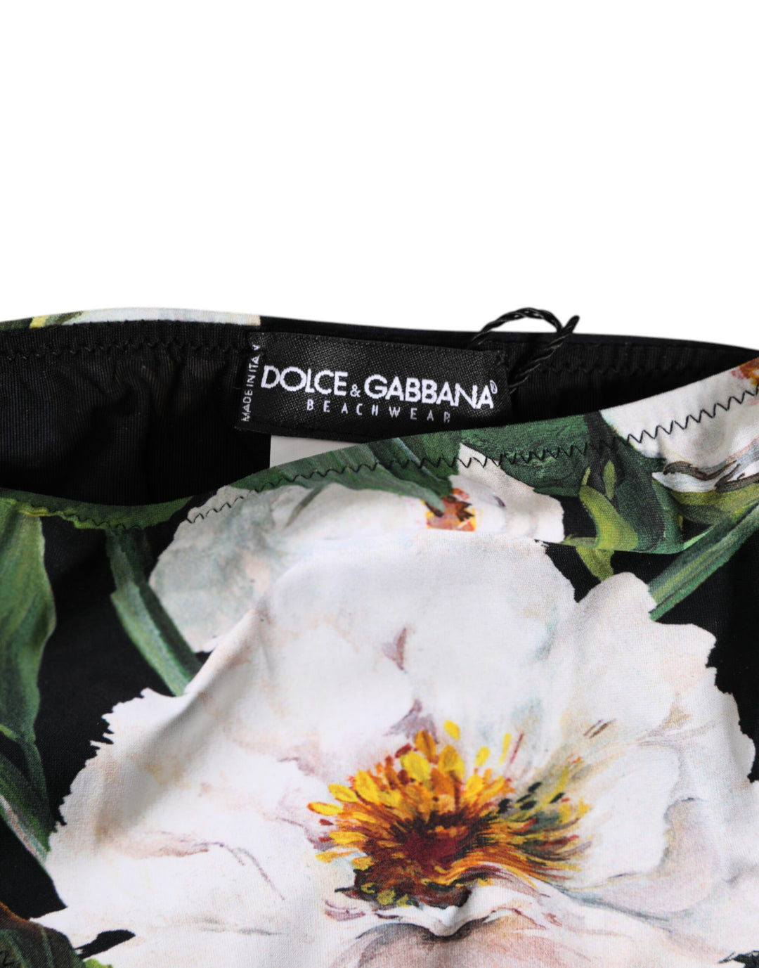 Dolce & Gabbana Black Side Tie Floral Bikini Bottom Swimwear