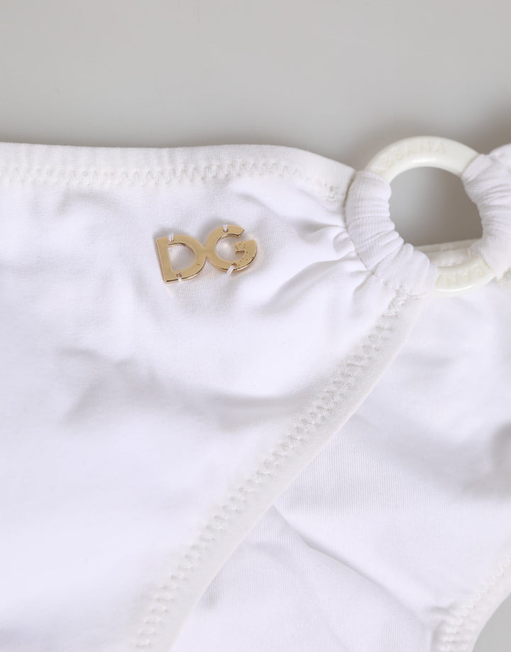 Dolce & Gabbana White Logo Swimsuit 2 Piece Top Bottom Swimwear