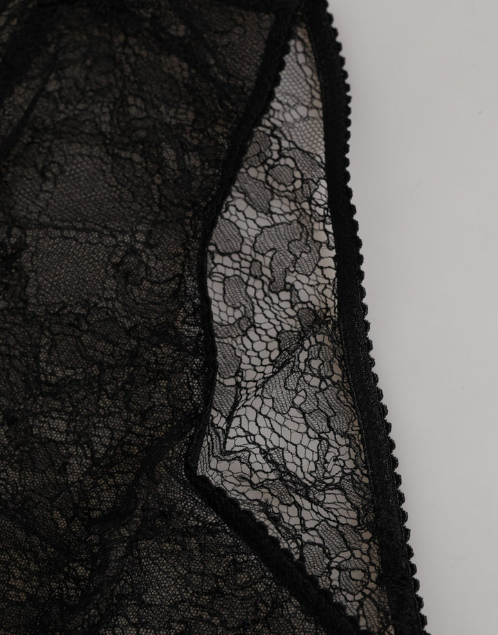 Dolce & Gabbana Black Nylon Stretch High Waist Panty Underwear