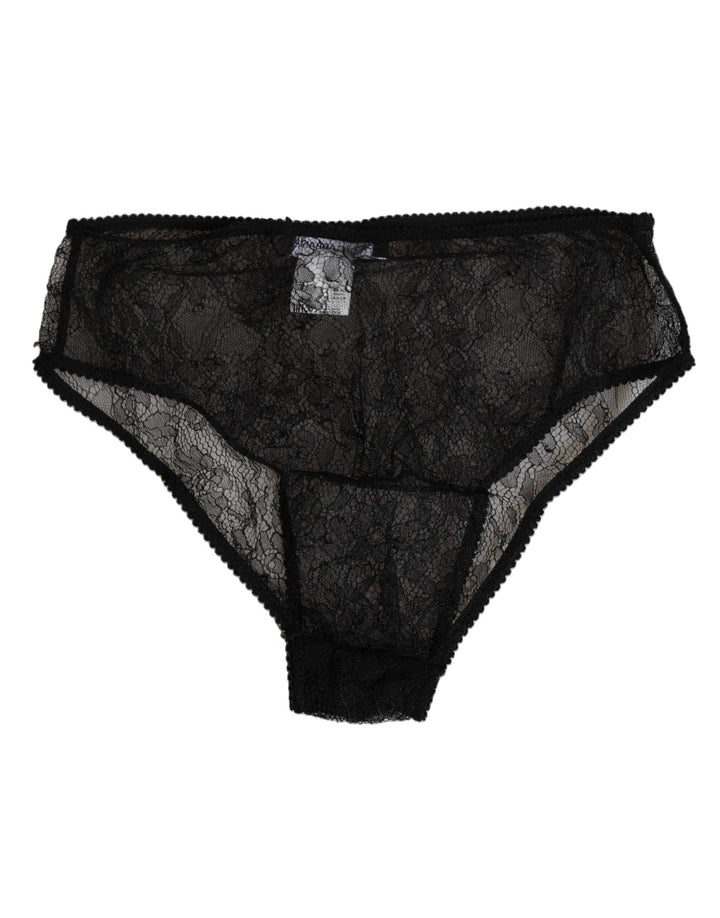 Dolce & Gabbana Black Nylon Stretch High Waist Panty Underwear