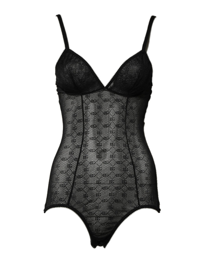 Dolce & Gabbana Black Nylon Stretch Bodysuit Lingerie Underwear