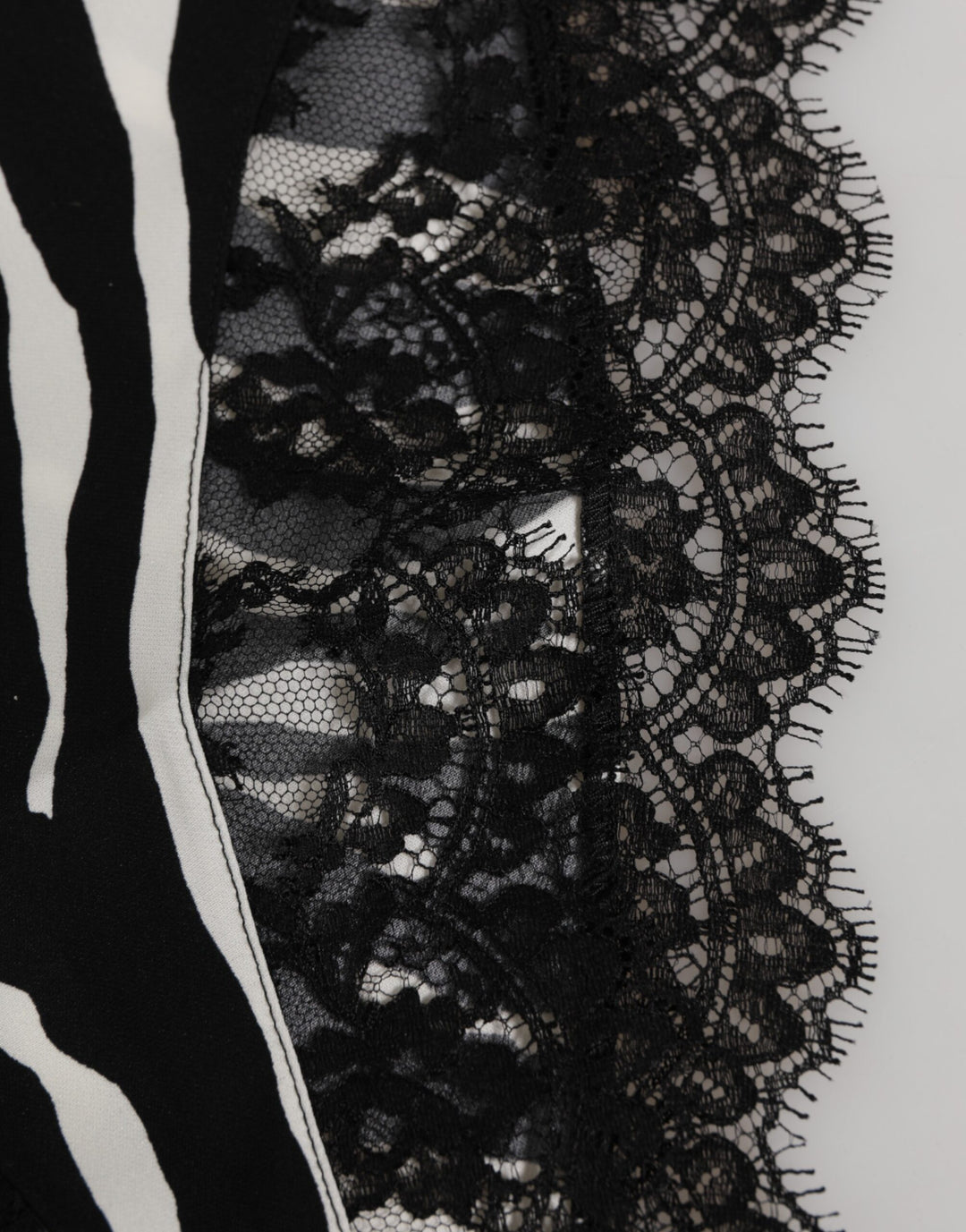 Dolce & Gabbana Black Silk Zebra Print Lace High Waist Underwear