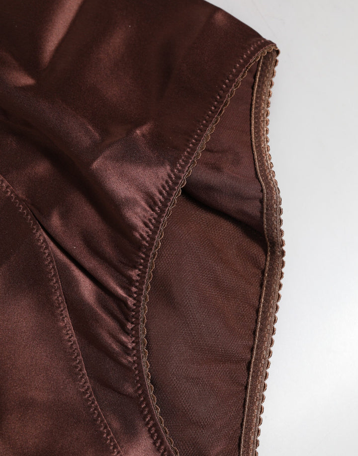 Dolce & Gabbana Brown Silk Stretch High Waist Girdle Underwear