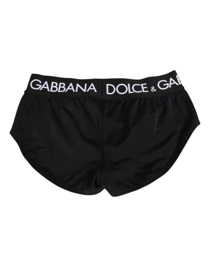 Dolce & Gabbana Black Nylon Logo Waistband Shorts Underwear