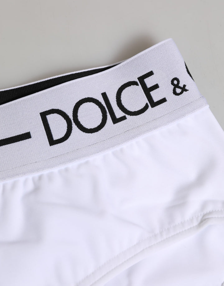 Dolce & Gabbana White Nylon Logo Waistband Shorts Underwear