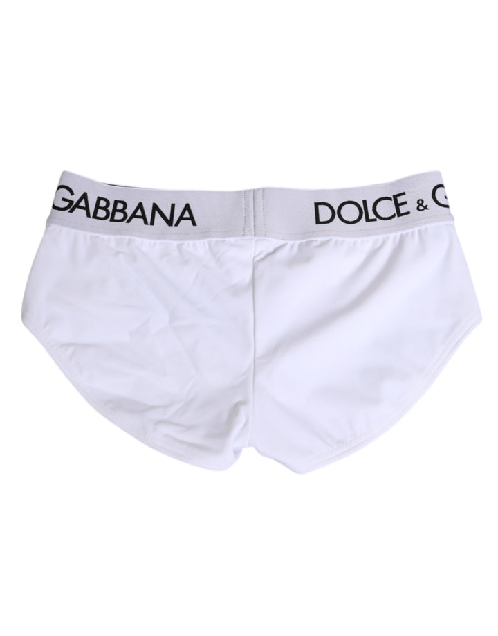 Dolce & Gabbana White Nylon Logo Waistband Shorts Underwear