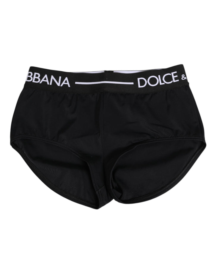 Dolce & Gabbana Black Nylon Logo Waistband Shorts Underwear