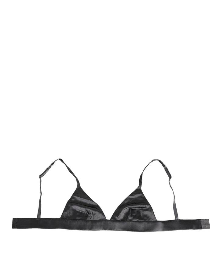 Dolce & Gabbana Black Silk Satin Triangle Soft Cup Underwear