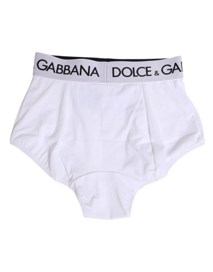 Dolce & Gabbana White Nylon Logo Waistband Coulotte Underwear