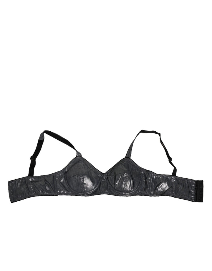 Dolce & Gabbana Dark Gray Silk Stretch Balconcino Bra Underwear