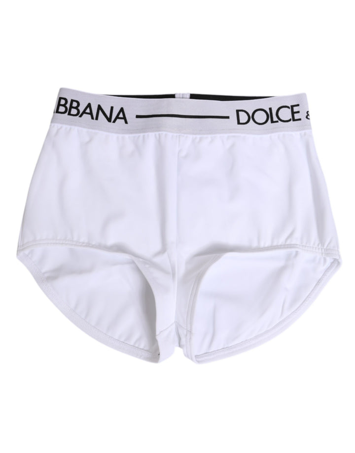 Dolce & Gabbana White Nylon Logo Waistband Shorts Underwear