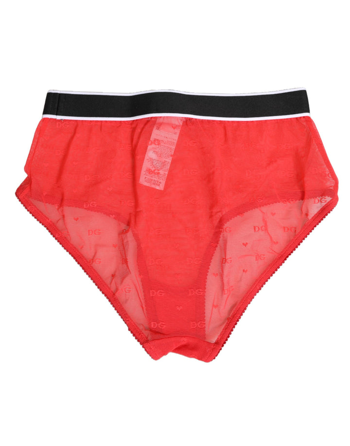 Dolce & Gabbana Red Nylon Logo Waistband Brief Panty Underwear