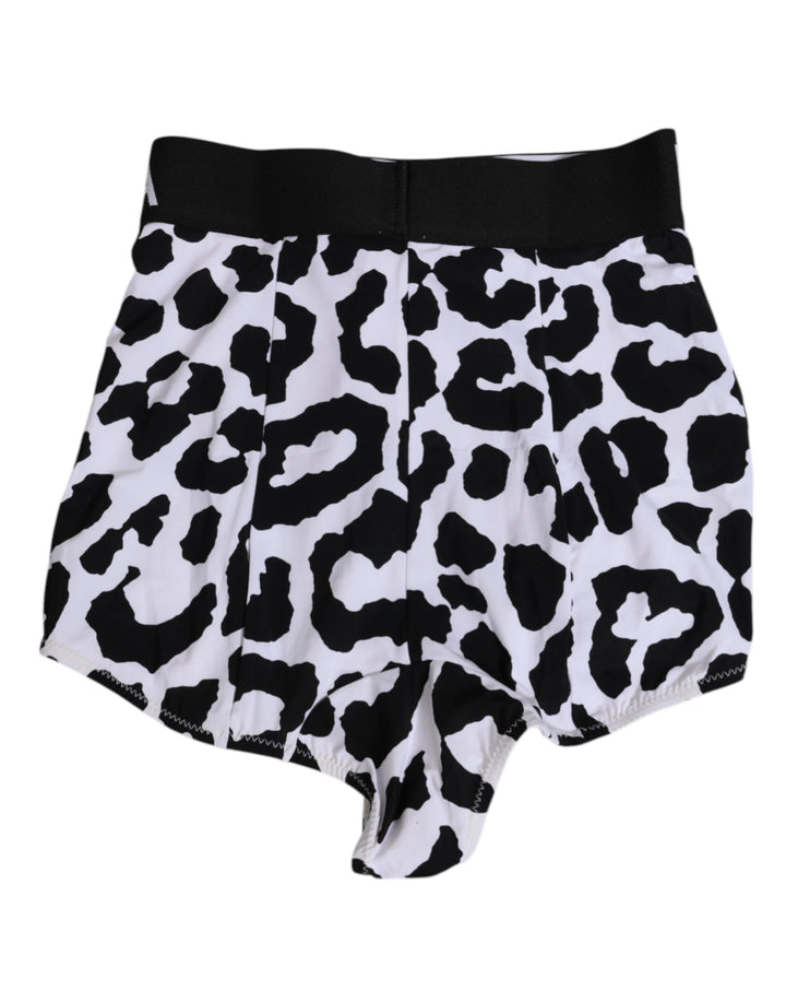 Dolce & Gabbana White Leopard Nylon High Waist Girdle Underwear