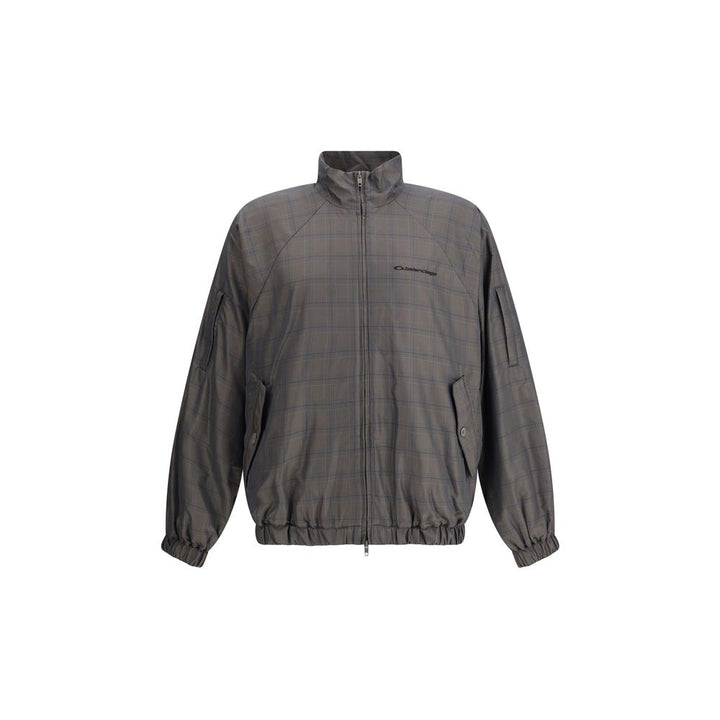 Balenciaga Zipped Jacket with Brown and Blue checked motif