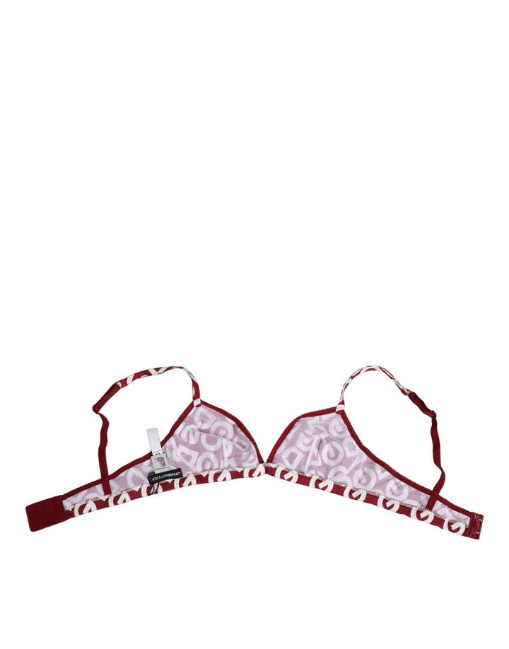 Dolce & Gabbana Red White Logo Mania Soft Cup Bra Underwear