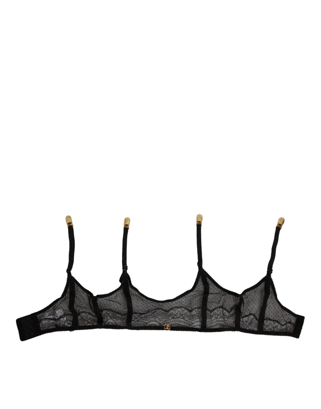 Dolce & Gabbana Black Floral Lace Nylon Strap Garter Underwear