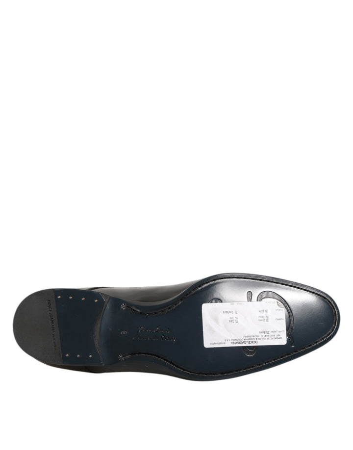 Dolce & Gabbana Black Calfskin Leather Derby Men Dress Shoes