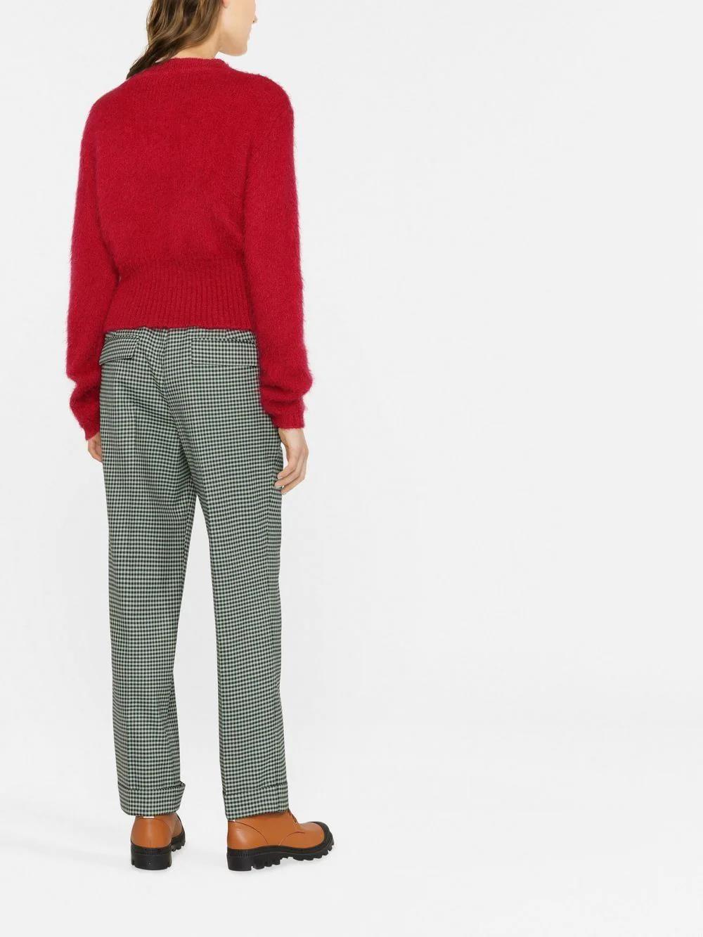 PAROSH fine-check tapered cropped trousers-3