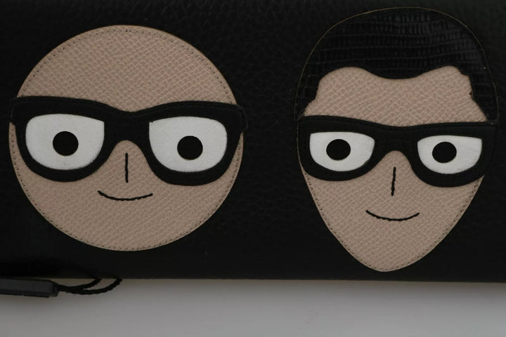 Dolce & Gabbana Black Leather #DGFAMILY Zipper Continental Mens Wallet