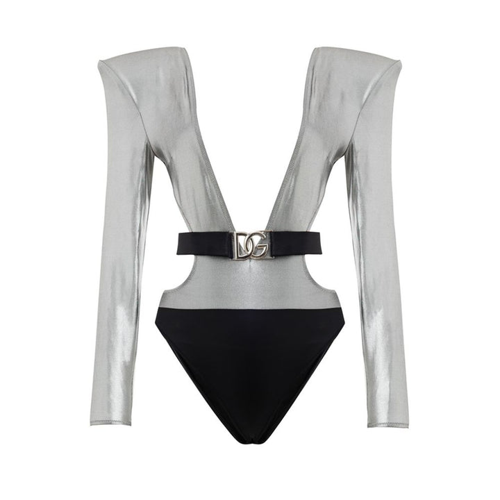 Dolce & Gabbana Gray Viscose One-Piece Swimsuit