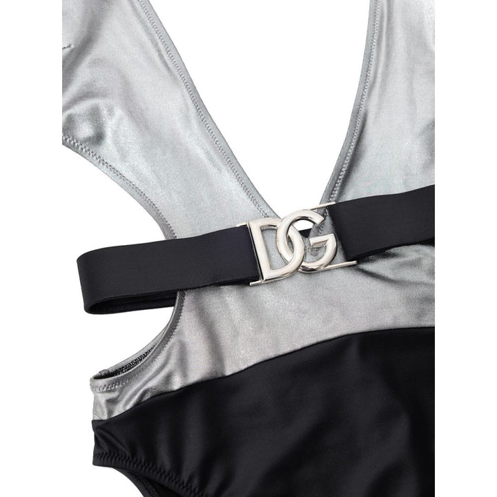 Dolce & Gabbana Gray Viscose One-Piece Swimsuit