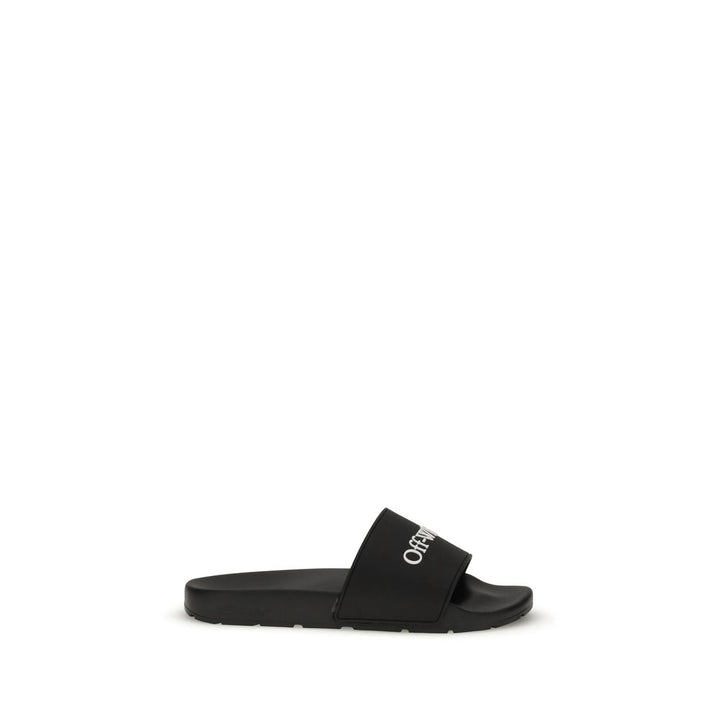 Off-White Black Slides with Bookish Logo