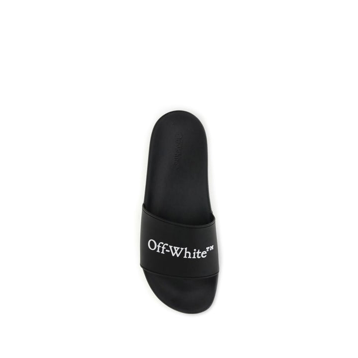 Off-White Black Slides with Bookish Logo