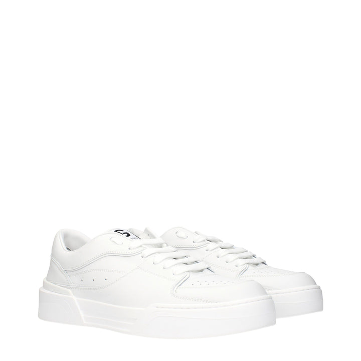 Dolce & Gabbana White Leather Low Tops