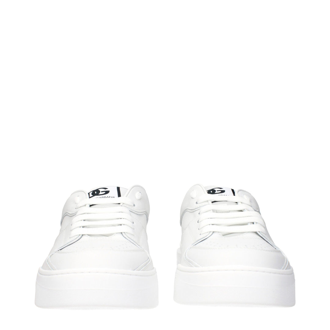 Dolce & Gabbana White Leather Low Tops