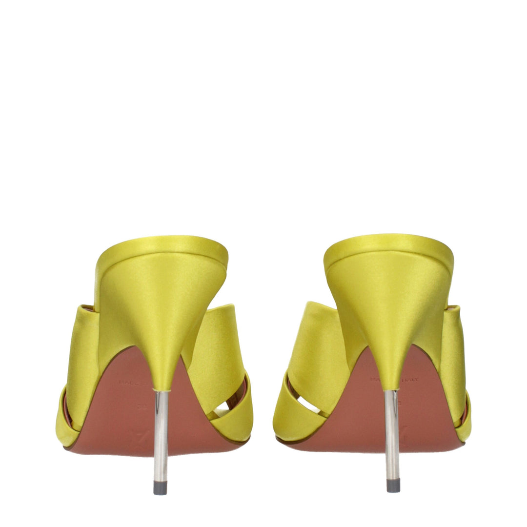 Amina Muaddi Green Satin Stiletto Heels Sandals