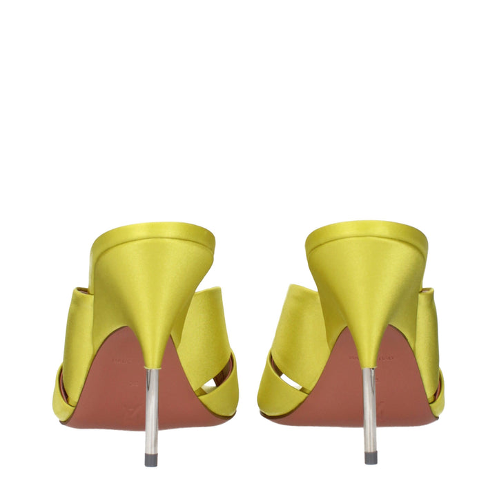 Amina Muaddi Green Satin Stiletto Heels Sandals