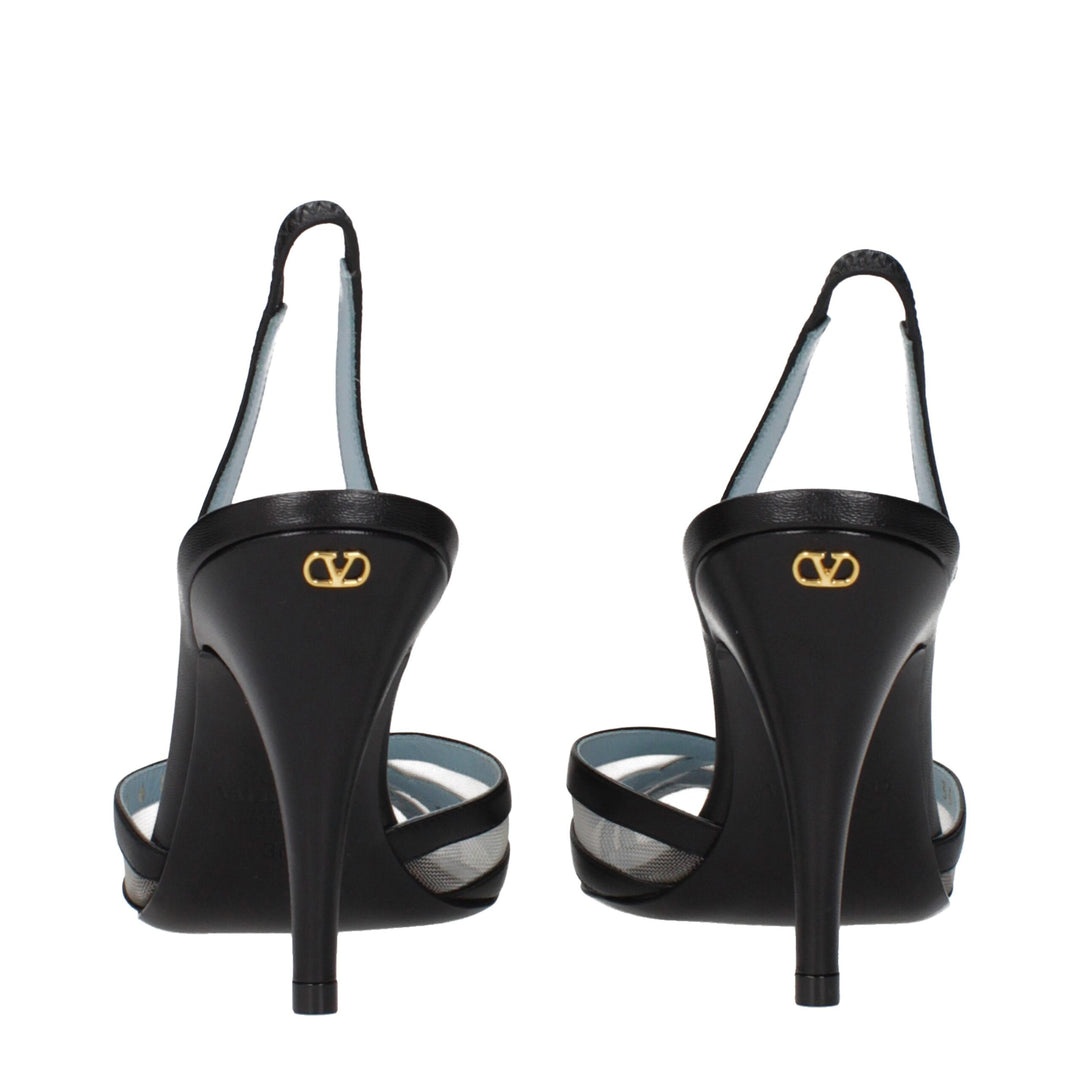 Valentino Garavani Black Leather High Heel Pumps