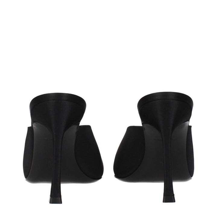 Amina Muaddi Black Satin High Heel Pumps