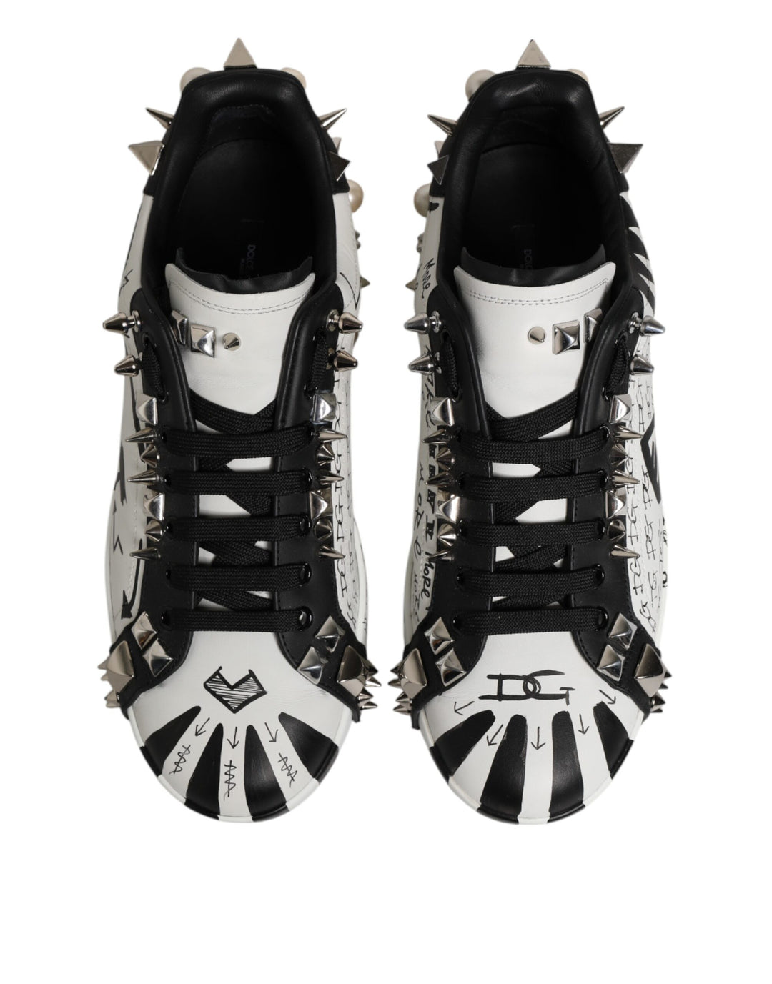 Dolce & Gabbana White Portofino Studded Men Sneakers Shoes