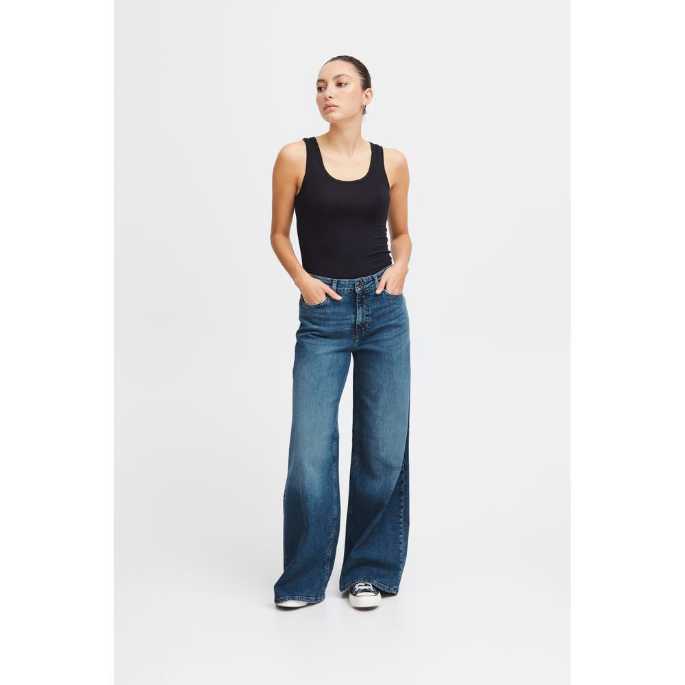 ICHI Blue Cotton Bootcut Jean