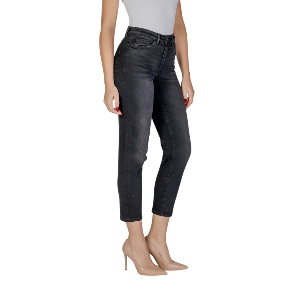 ICHI Black Cotton Mom Jean