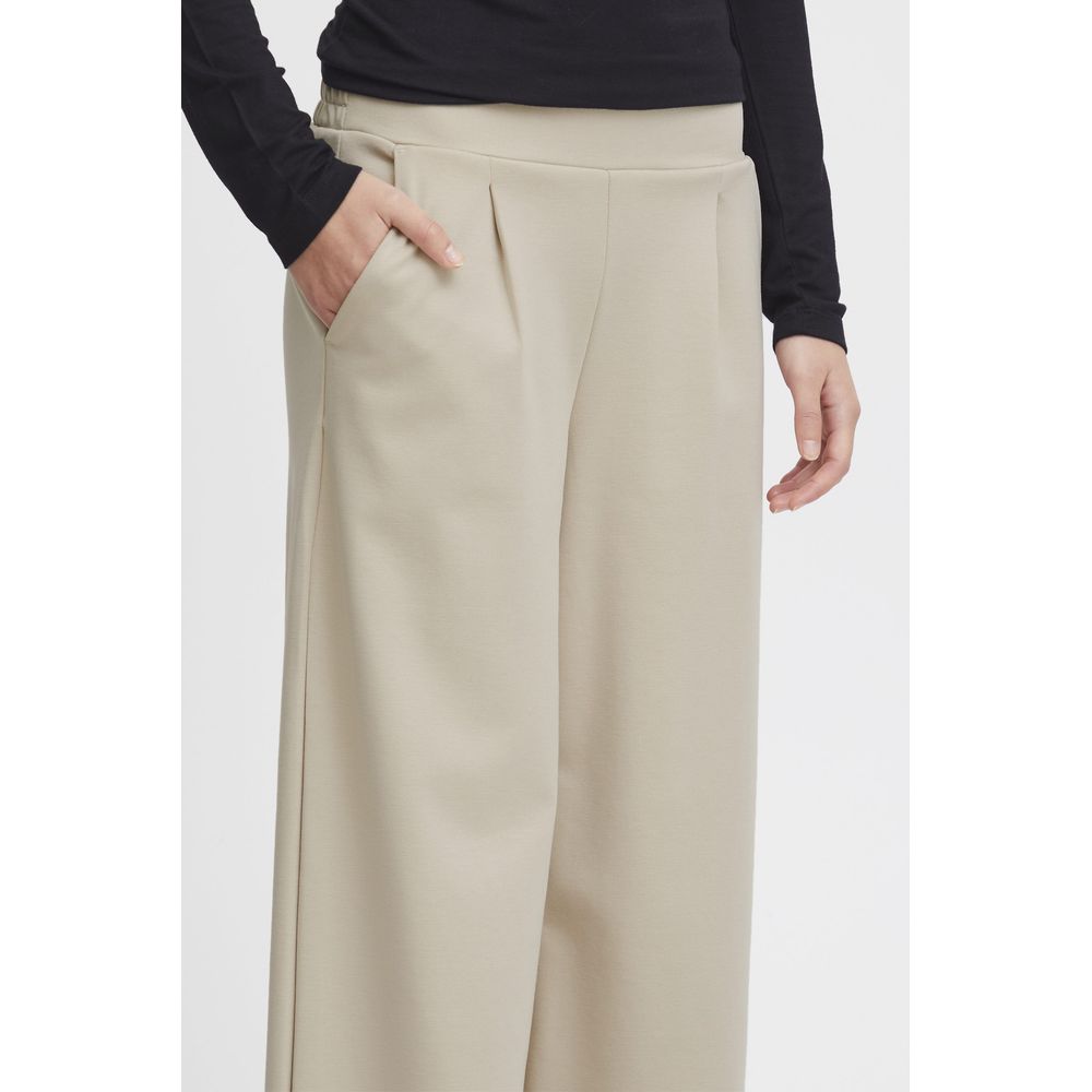 ICHI Beige Recycled Polyurethane Pant