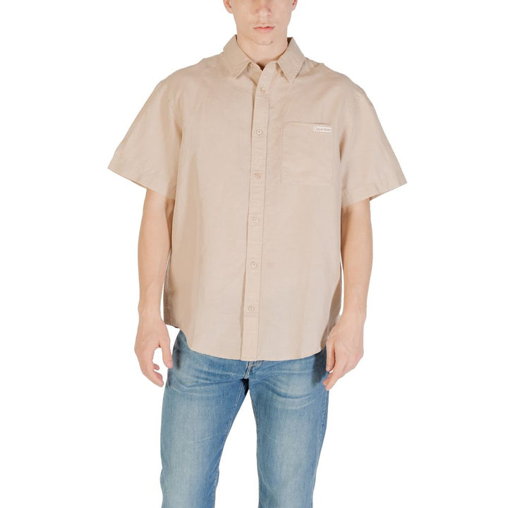 Calvin Klein Jeans Beige Linen Shortsleeve