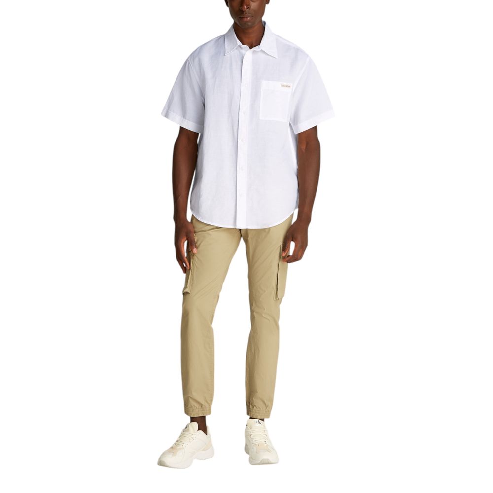 Calvin Klein Jeans White Linen Shortsleeve
