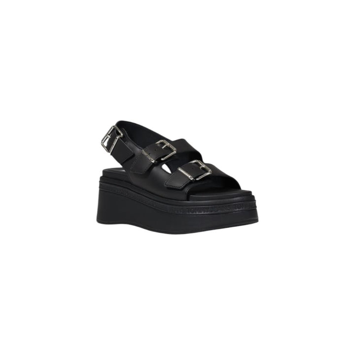 Tommy Hilfiger Jeans Black Leather Sandal