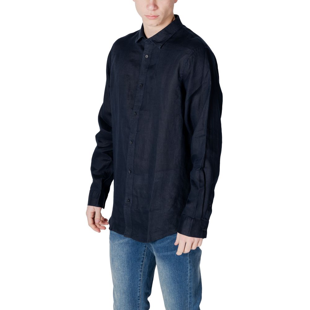 Armani Exchange Blue Linen Shirt