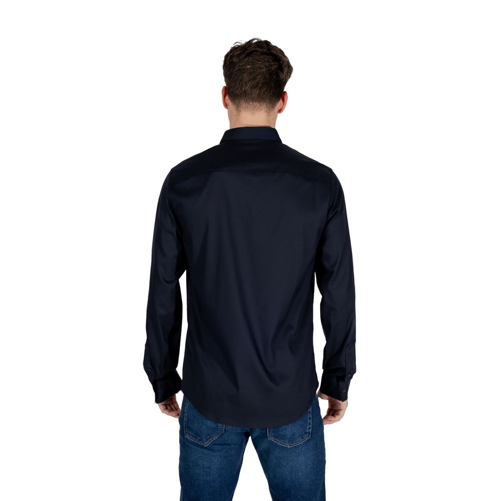 Armani Exchange Blue Lyocell Shirt