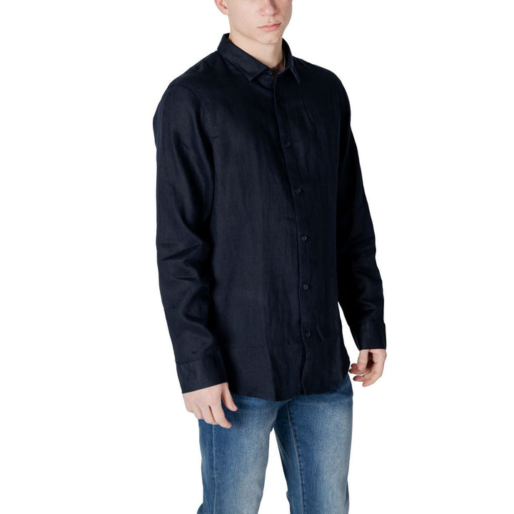 Armani Exchange Blue Linen Shirt