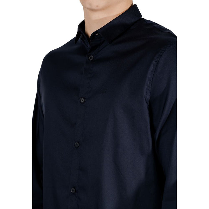 Armani Exchange Blue Lyocell Shirt